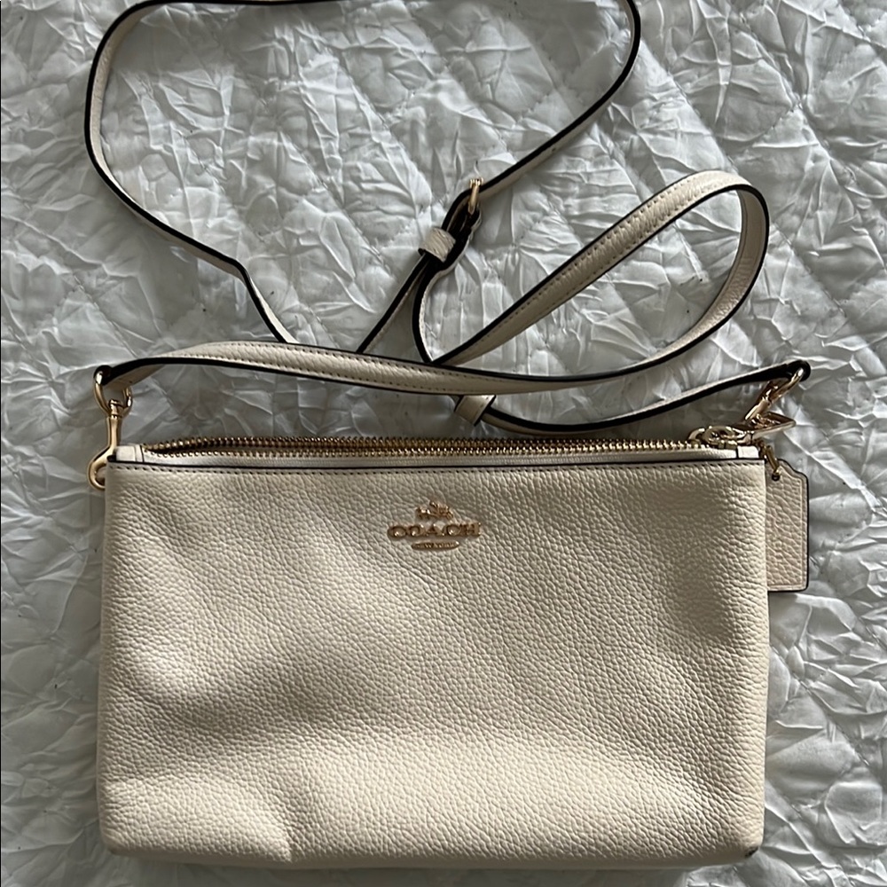 Coach Ivory Crossbody Bag with Gold Accents